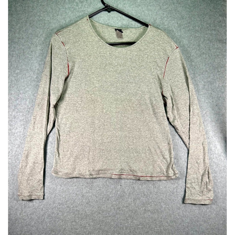 *Flaw* Vintage GAP Shirt Womens XL Gray Cotton Scoop Neck Long Sleeve Pullover